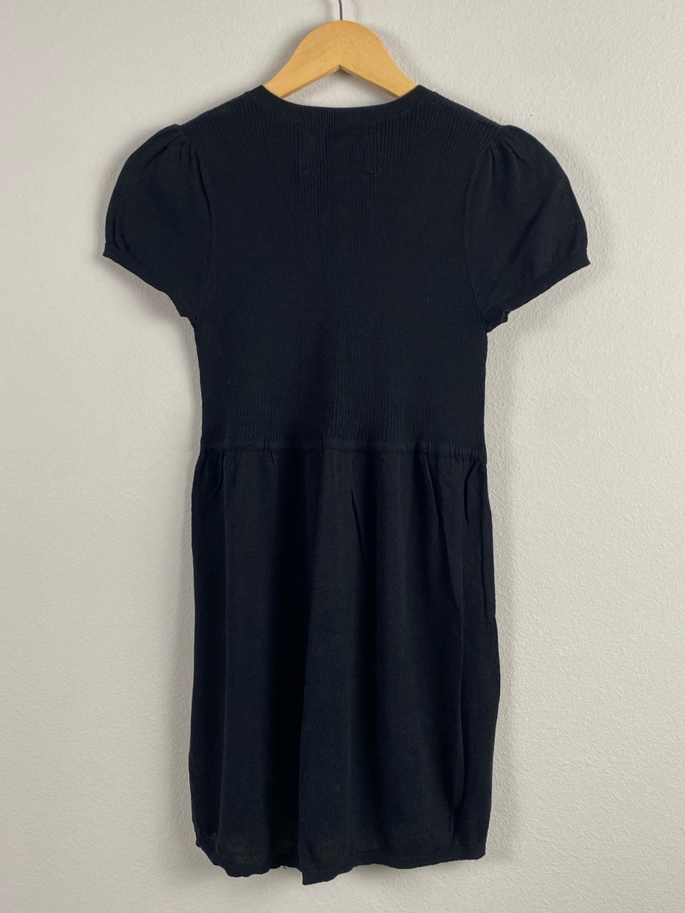 American Eagle Babydoll Henley Sweater Dress | Tie Front, Puff Short Sleeves - Picture 2 of 15